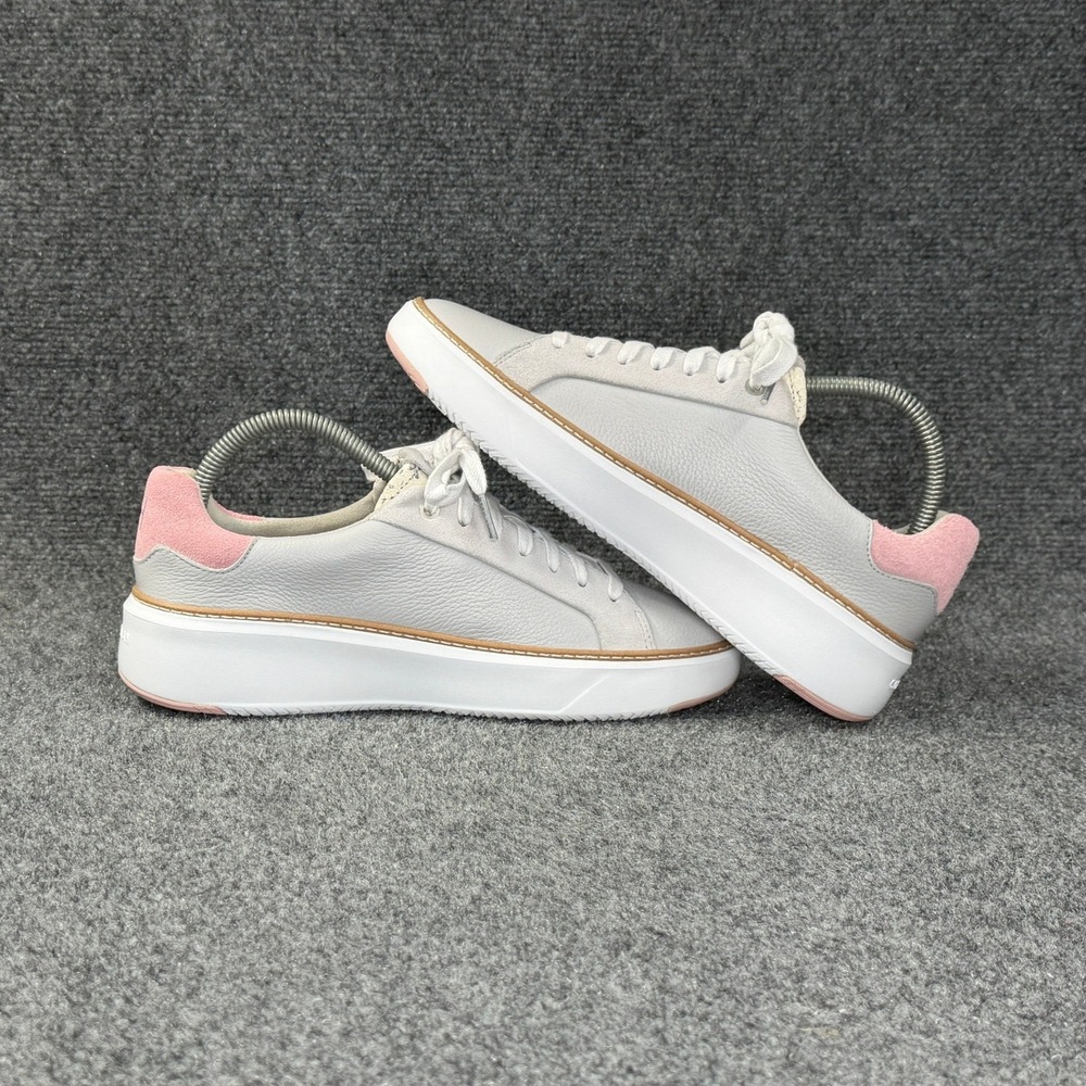 Cole Haan GrandPro Topspin Sneakers Women's 8 Grey Leather Low Lace Retro Shoes - Picture 7 of 12